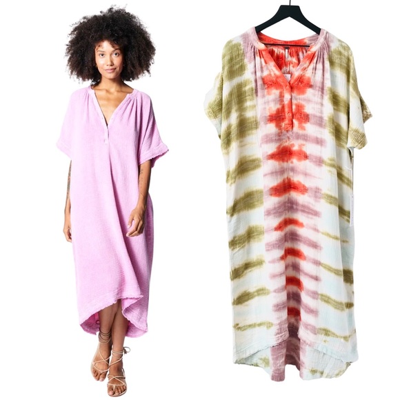 Young Fabulous & Broke Dresses & Skirts - New! Young Fabulous & Broke Baja Gauzy Tie Dye Oversized Kaftan Maxi Dress